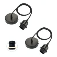 Fixation plafonnier rond noir douille E27