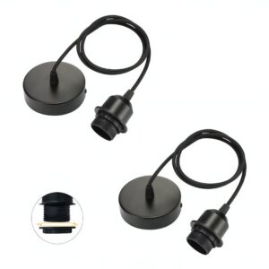Fixation plafonnier rond noir douille E27