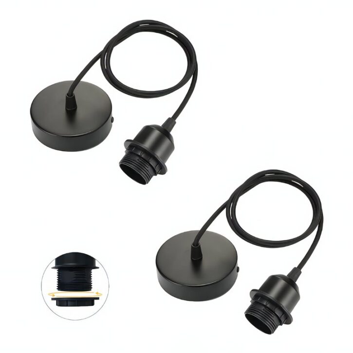 Fixation plafonnier rond noir douille E27