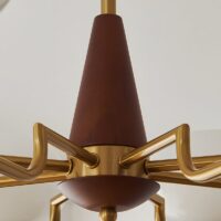Plafonnier art déco américain doré en bois et verre AMADES