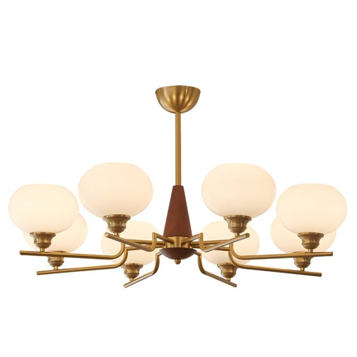 Plafonnier art déco américain doré en bois et verre AMADES
