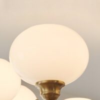 Plafonnier art déco américain doré en bois et verre AMADES