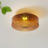 Plafonnier art déco en verre marron rond pour WC GEROG