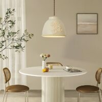 Plafonnier art déco suspendu beige décoration florale THEMIS