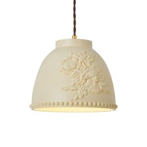Plafonnier art déco suspendu beige décoration florale THEMIS