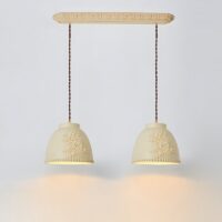 Plafonnier art déco suspendu beige décoration florale THEMIS