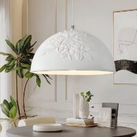Plafonnier blanc art déco décoration florale THEMIS