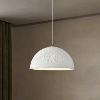 Plafonnier blanc art déco décoration florale THEMIS