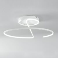 Plafonnier blanc LED rond design abstrait en acrylique et métal ARIELS