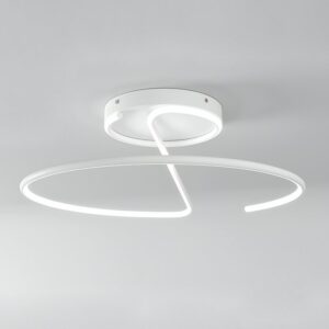 Plafonnier blanc LED rond design abstrait en acrylique et métal ARIELS