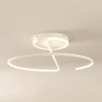 Plafonnier blanc LED rond design abstrait en acrylique et métal ARIELS