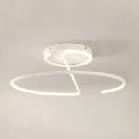 Plafonnier blanc LED rond design abstrait en acrylique et métal ARIELS