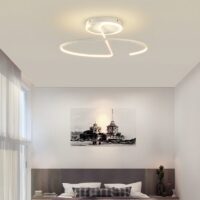 Plafonnier blanc LED rond design abstrait en acrylique et métal ARIELS