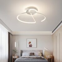 Plafonnier blanc LED rond design abstrait en acrylique et métal ARIELS