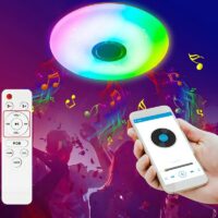 Plafonnier bluetooth avec haut parleur blanc connecté