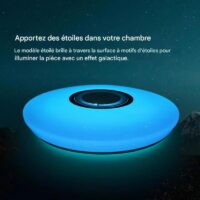 Plafonnier bluetooth avec haut parleur blanc connecté
