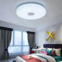 Plafonnier bluetooth avec haut parleur blanc connecté