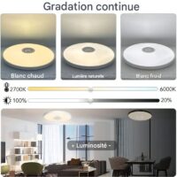 Plafonnier bluetooth connecté lumière multicolore pour chambre