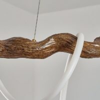Plafonnier bois flotté en résine corde LED suspendue WOODI