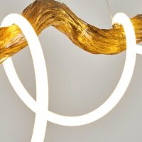 Plafonnier bois flotté en résine corde LED suspendue WOODI