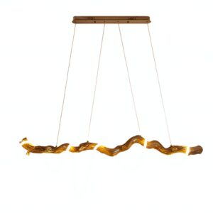 Plafonnier bois flotté en résine corde LED suspendue WOODI