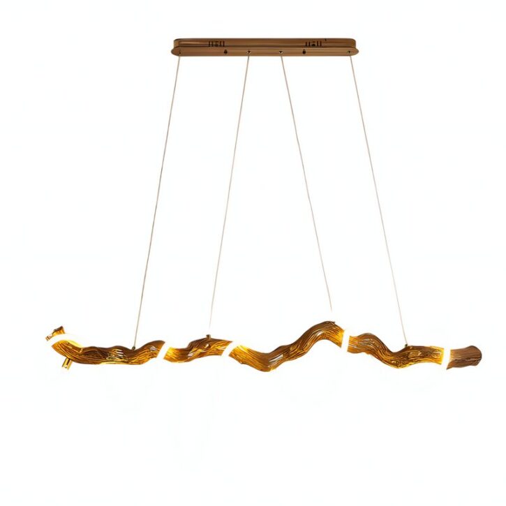 Plafonnier bois flotté en résine corde LED suspendue WOODI