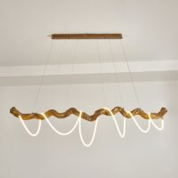 Plafonnier bois flotté en résine corde LED suspendue WOODI
