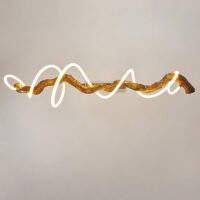 Plafonnier bois flotté en résine corde LED suspendue WOODI