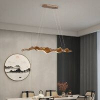 Plafonnier bois flotté style suspendu en résine courbé WOODI