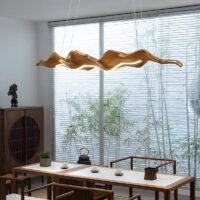 Plafonnier bois flotté style suspendu en résine courbé WOODI
