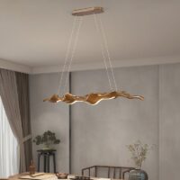 Plafonnier bois flotté style suspendu en résine courbé WOODI