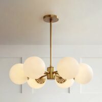 Plafonnier boule doré en métal et verre pour salon OCTAVIO