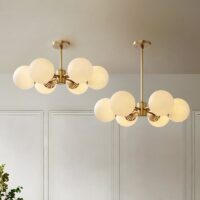 Plafonnier boule doré en métal et verre pour salon OCTAVIO
