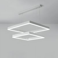 Plafonnier carré design suspendu blanc tendance et moderne HUGOE
