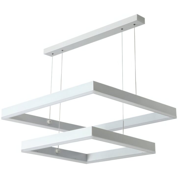 Plafonnier carré design suspendu blanc tendance et moderne HUGOE