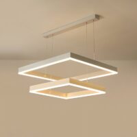 Plafonnier carré design suspendu blanc tendance et moderne HUGOE