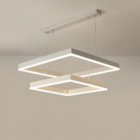 Plafonnier carré design suspendu blanc tendance et moderne HUGOE
