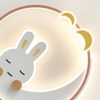 Plafonnier chambre bébé LED lune et lapin rose MILA
