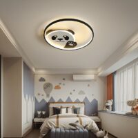 Plafonnier chambre bébé rond LED panda mignon MARCUS