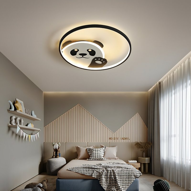 Plafonnier chambre bébé rond LED panda mignon MARCUS