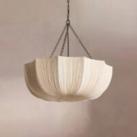 Plafonnier chambre beige en tissu style fleur vintage MAPQC