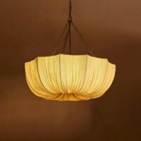 Plafonnier chambre beige en tissu style fleur vintage MAPQC