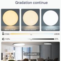 Plafonnier connecté intelligent LED avec télécommande à intensité variable