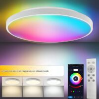 Plafonnier connecté LED rond et plat lumière réglable