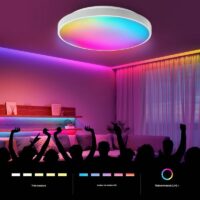 Plafonnier connecté LED rond et plat lumière réglable