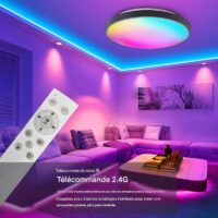 Plafonnier connecté LED rond et plat lumière réglable