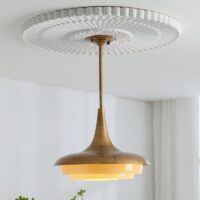 Plafonnier cuivre en résine vintage rond style français FRANCOISE