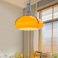 Plafonnier design italien rétro orange en verre PETTER