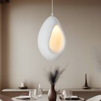 Plafonnier design suspendu blanc texturé pour salon CHMIL