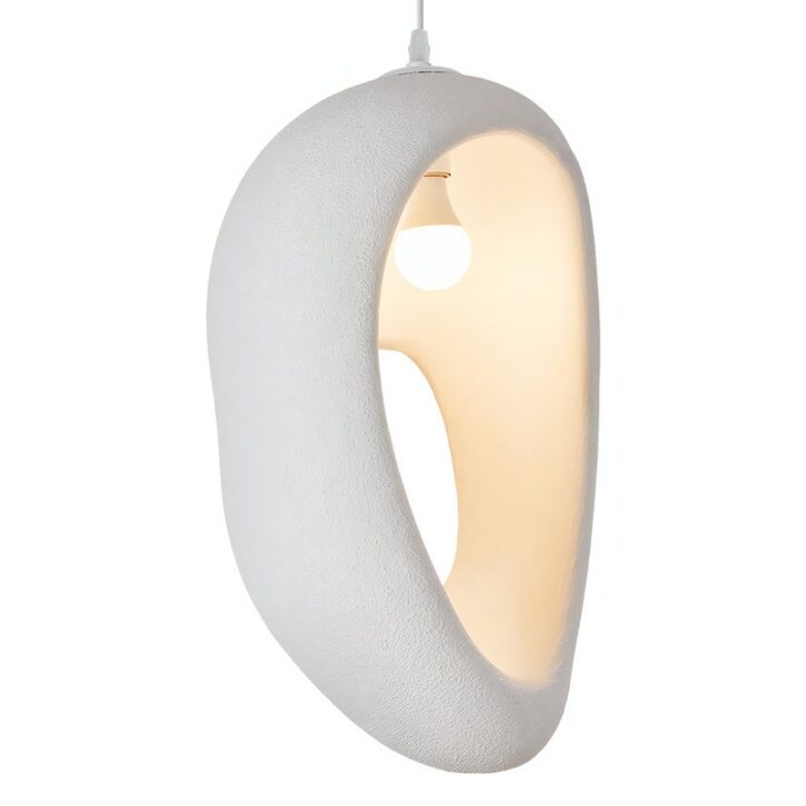 Plafonnier design suspendu blanc texturé pour salon CHMIL